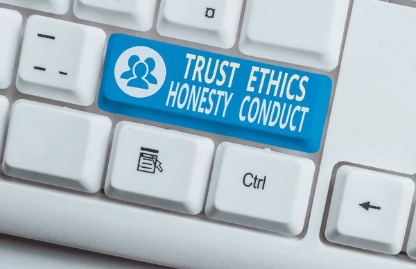 Scrivere Testi Mano Trust Ethics Honesty Conduct Foto Concettuale Connota — Foto Stock