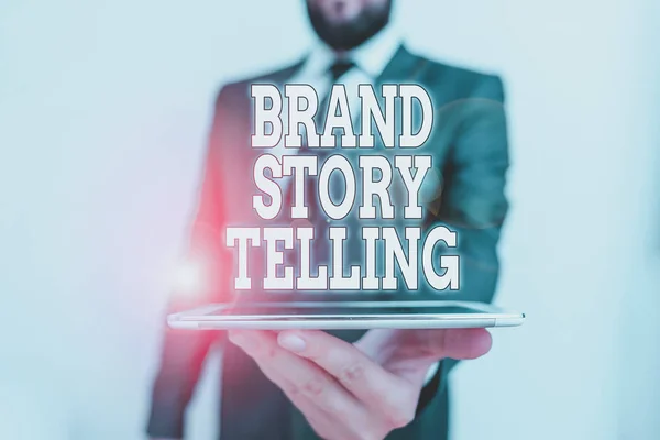 Szövegírás Brand Story Elmondása Üzleti Fotó Kirakat Élet Belélegzése Egy — Stock Fotó