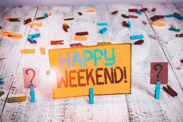 Textskylt Som Visar Happy Weekend Business Foto Text Något Trevligt — Stockfoto