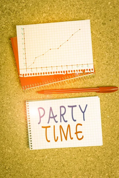 Word Writing Text Party Time Business Photo Showcasing Right Moment — Stock Photo, Image