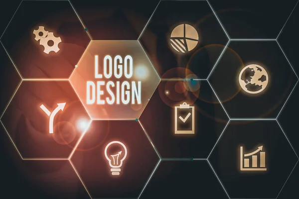 Logo Design Bemutató Írásos Feljegyzés Vállalat Nevének Vagy Védjegyének Grafikus — Stock Fotó