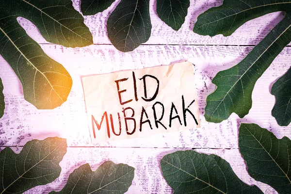 Escritura Manual Conceptual Que Muestra Eid Mubarak Concepto Que Significa — Foto de Stock