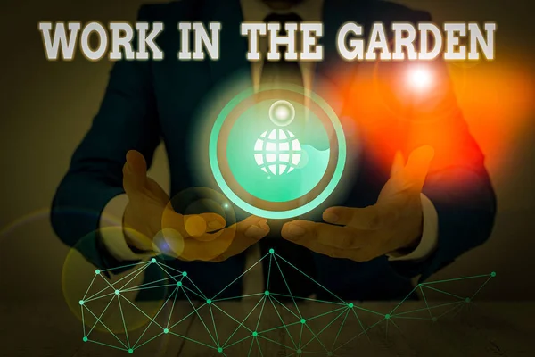 Textskylt Som Visar Work Garden Företagsfoto Text Vårda Gräsmatta Yard — Stockfoto