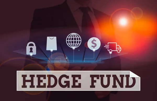 Word writing text Hedge Fund. Business photo showcasing basically a fancy name for an alternative investment partnership