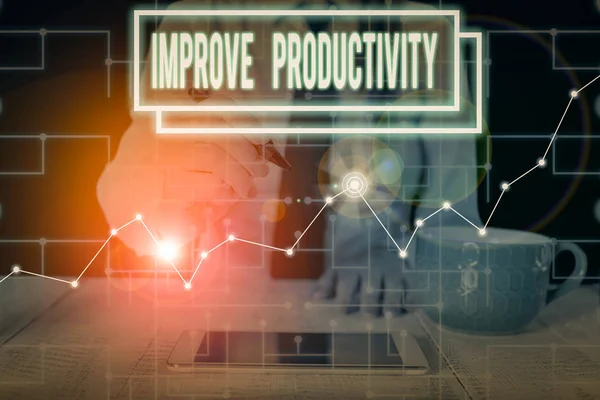 Note Écriture Montrant Améliorer Productivité Concept Affaires Pour Augmenter Efficacité — Photo