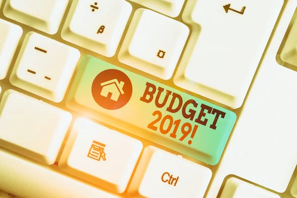 Tekst Teken Dat Budget 2019 Weergeeft Zakelijke Foto Tekst Raming — Stockfoto