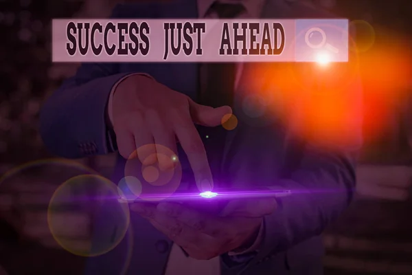 Text Sign Showing Success Just Ahead Business Photo Text Process — Stock Photo, Image