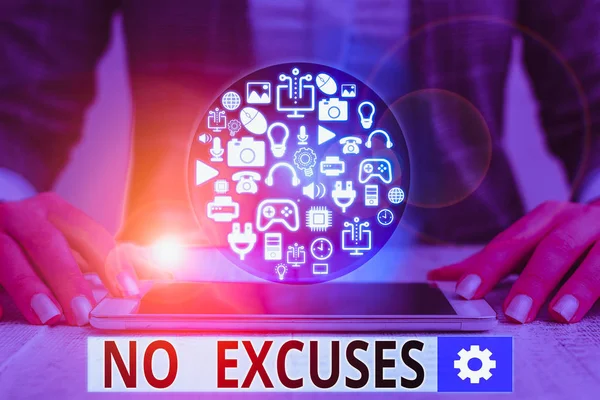 Teksten Met Geen Excuses Zakelijke Foto Tekst Mag Niet Gebeuren — Stockfoto