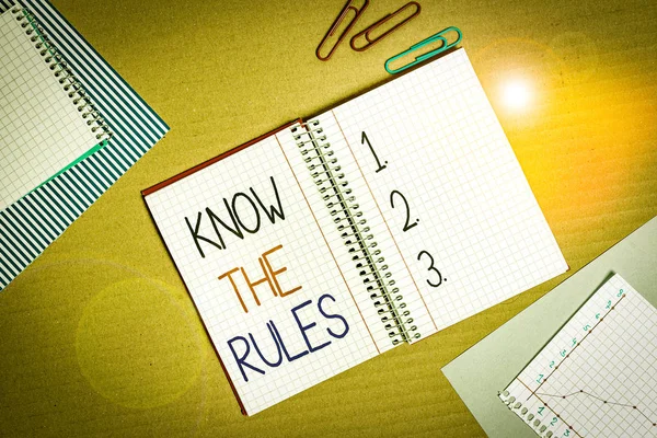 Conceptual Hand Writing Showing Know Rules Concept Meaning Learn Accepted — Stock Photo, Image