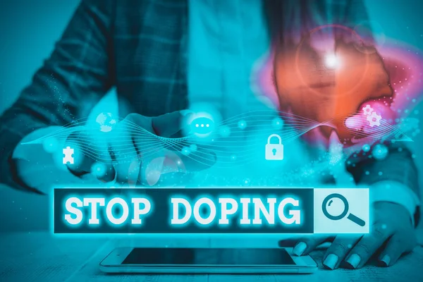 Scrittura Concettuale Mano Che Mostra Stop Doping Concetto Significato Non — Foto Stock