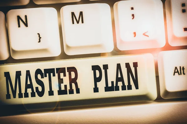 Handschrift Textschreiben Masterplan Konzeptionelles Foto Dynamische Langzeitplanung Dokument Umfassender Aktionsplan — Stockfoto