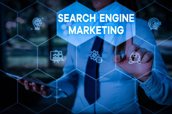 Texto Manuscrito Search Engine Marketing Foto Conceitual Promover Visibilidade Site — Fotografia de Stock