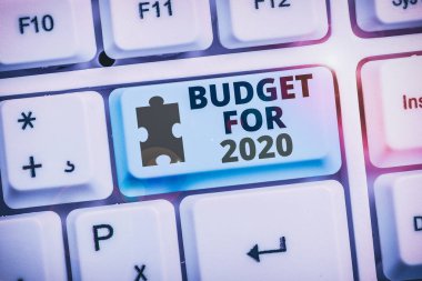 2020 Bütçesi 'ni gösteren bir not. 2020 Gelir ve Harcamalar için yazılı bir iş konsepti