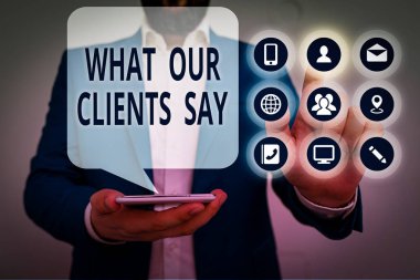 Müşterilerimizin ne söylediğini gösteren kavramsal el yazısı. Konsept, ürün hakkında ifade ya da geri bildirim anlamına gelir