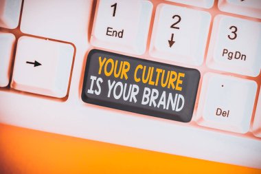 Kültürünüzün sizin markanız olduğunu gösteren kavramsal el yazısı. Bilgi Deneyimleri anlamına gelen kavram, beyaz arkaplan üzerinde nota kağıdı olan bir sunum kartıdır.