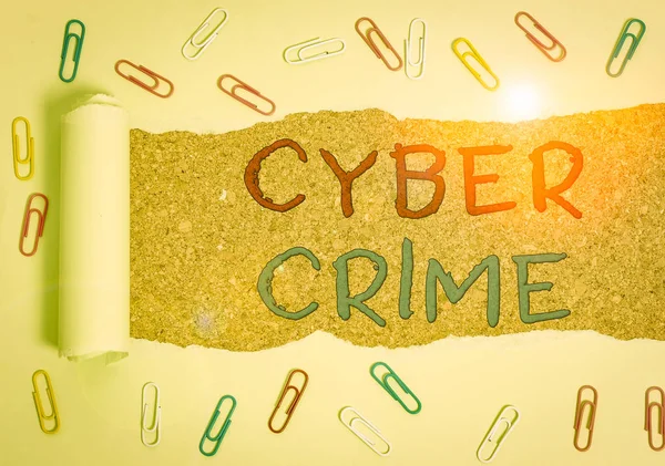 Handwriting Text Cyber Crime Conceptual Photo Kind Criminal Activities Carried — Stock Photo, Image