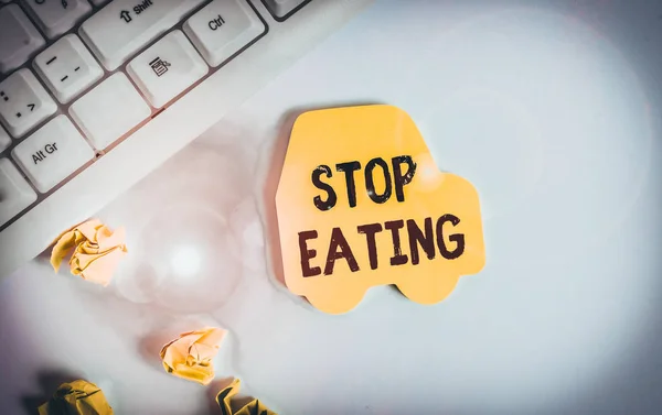 Handwriting Text Writing Stop Eating Conceptual Photo Cease Activity Putting — 스톡 사진