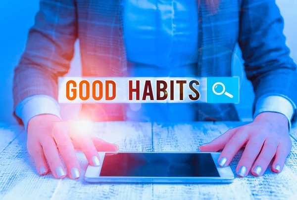 Handschrift Tekst Good Habits Conceptueel Fotogedrag Dat Gunstig Voor Lichamelijke — Stockfoto