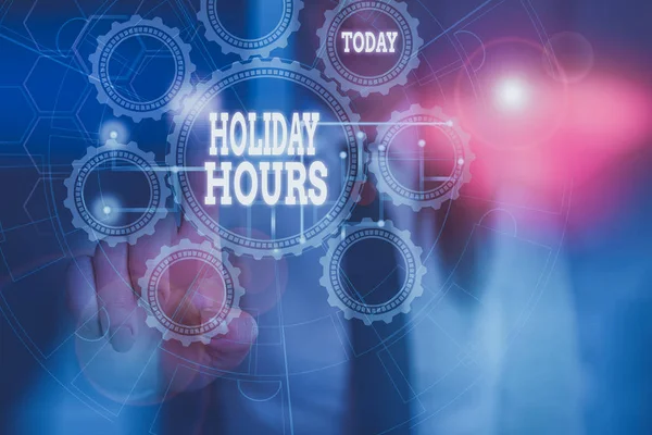 Handwriting Text Writing Holiday Hours Conceptual Photo Employee Receives Twice — Stock Photo, Image