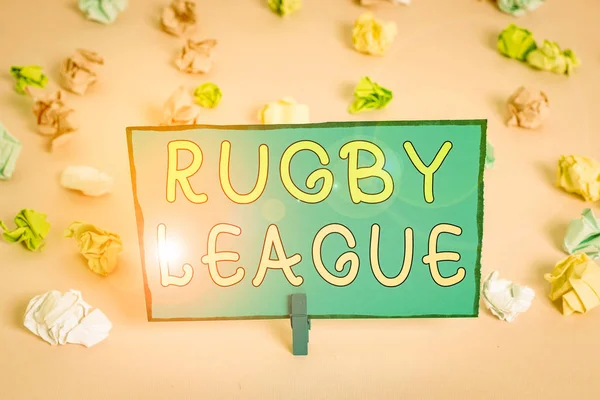 Writing Note Showing Rugby League Business Concept Form Rugby Football — 스톡 사진