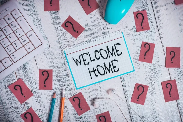 Escrita Mão Conceitual Mostrando Welcome Home Conceito Que Significa Uma — Fotografia de Stock