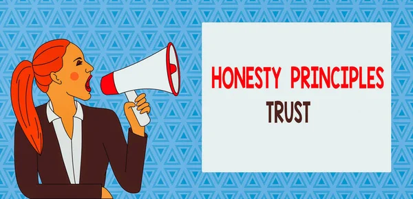 Sinal Texto Mostrando Honestidade Princípios Confiança Foto Negócios Mostrando Acreditar — Fotografia de Stock