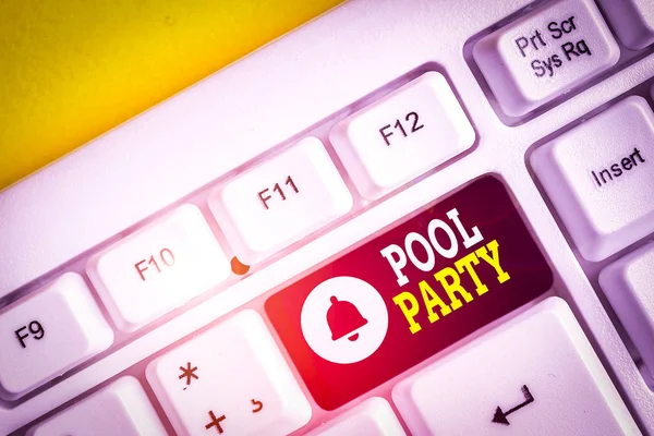 Handschrift Tekst Pool Party Conceptuele Foto Viering Die Activiteiten Een — Stockfoto