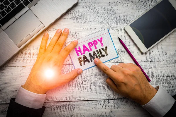 Sinal Texto Mostrando Família Feliz Foto Negócios Mostrando Membros Família — Fotografia de Stock
