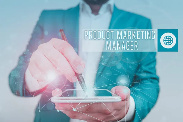 Εννοιολογική Γραφή Χέρι Δείχνει Product Marketing Manager Έννοια Σημαίνει Ποιος — Φωτογραφία Αρχείου