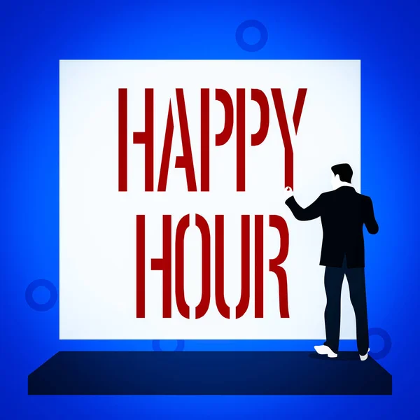 Pismo Pisma Happy Hour Conceptual Photo Spędzanie Czasu Zajęciach Które — Zdjęcie stockowe