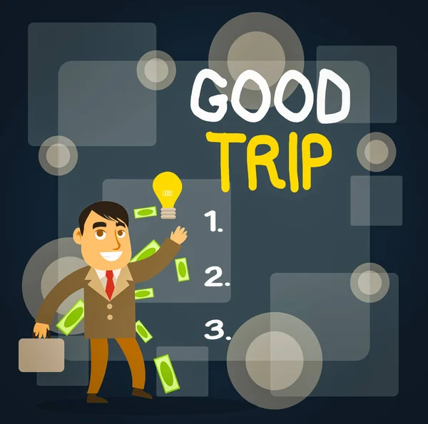 Writing Note Showing Good Trip Business Concept Journey Voyage Run — Stock Photo, Image