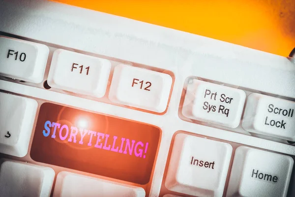 Schreibnotiz Die Storytelling Zeigt Geschäftskonzept Für Aktivitäten Die Geschichten Schreiben — Stockfoto