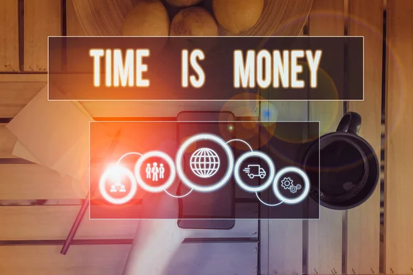 Schreibzeit Ist Geld Konzeptionelle Foto Zeit Ist Eine Wertvolle Ressource — Stockfoto