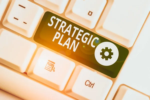 Nota Redação Mostrando Plano Estratégico Conceito Negócio Para Processo Sistemático — Fotografia de Stock