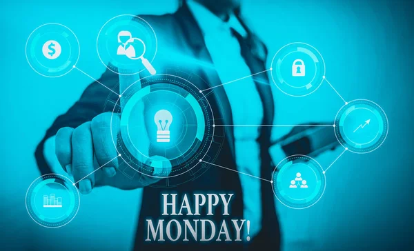 Teken Dat Happy Monday Toont Zakelijke Foto Tekst Vertellen Dat — Stockfoto