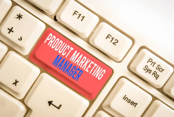 Σήμα Κειμένου Που Δείχνει Product Marketing Manager Επαγγελματική Φωτογραφία Showcasing — Φωτογραφία Αρχείου