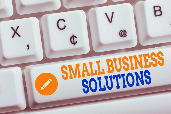 Zápis Poznámky Zobrazující Small Business Solutions Obchodní Koncept Pro Společnost — Stock fotografie
