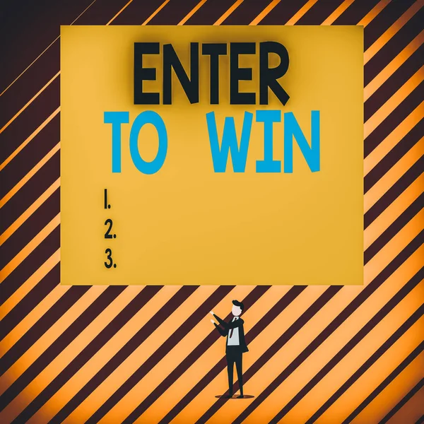 Text Sign Showing Enter Win Business Photo Showcasing Exchanging Something — Stock Photo, Image