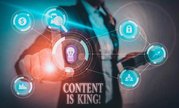 Text Sign Showing Content King Business Photo Text Marketing Focused — Stock Photo, Image