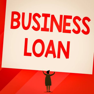 İş kredisini gösteren kavramsal el yazısı. Konsept, Kredi İpoteği Finansal Yardım Para İlerlemesi Borç Kısa saçlı Kadın Boş dikdörtgen tutarak el ele giyinir