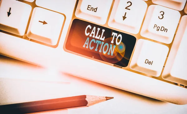 Text Sign Showing Call Action Business Photo Showcasing Encourage Decision — Stock Photo, Image