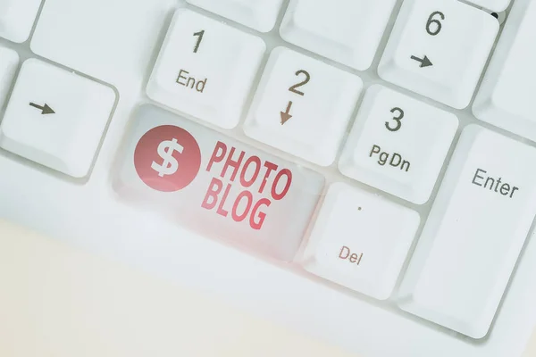 Writing Note Showing Photo Blog Business Concept Form Photo Sharing — ストック写真