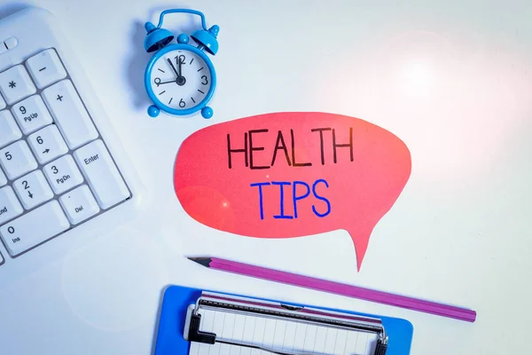 Tekst Schrijven Gezondheidstips Zakelijke Foto Presentatie Advies Informatie Gegeven Behulpzaam — Stockfoto