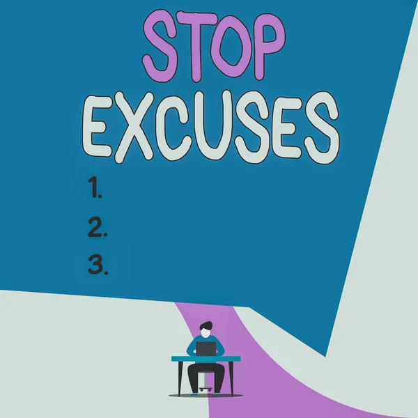 Conceptual Hand Writing Showing Stop Excuses Concept Meaning Put End — ストック写真