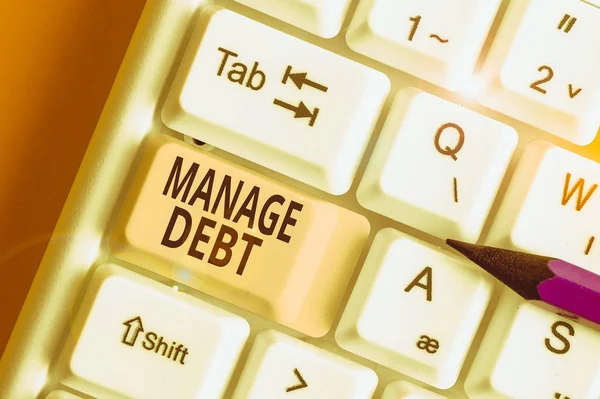 Word writing text Manage Debt. Business photo showcasing unofficial agreement with unsecured creditors for repayment