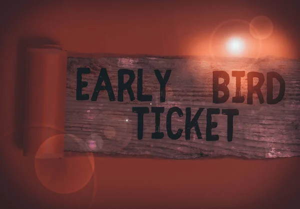 Word Writing Text Early Bird Ticket Business Photo Showcasing Buying — Stock Photo, Image