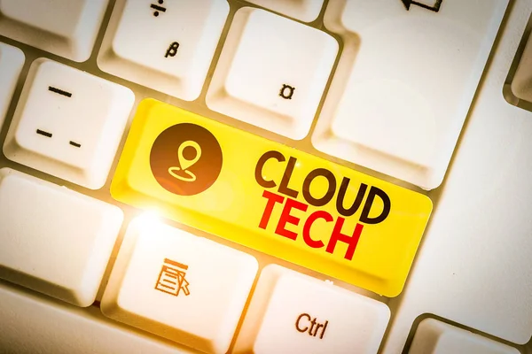 Text sign showing Cloud Tech. Business photo text storing and accessing data and programs over the Internet