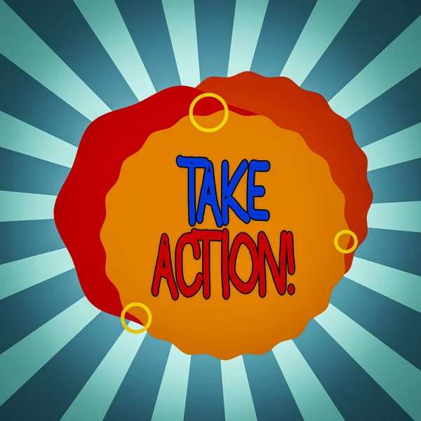 Text sign showing Take Action. Business photo showcasing do something official or concerted to achieve aim with problem Asymmetrical uneven shaped format pattern object outline multicolour design