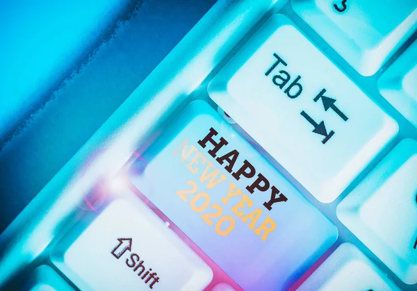 Text sign showing Happy New Year 2020. Business photo showcasing Greeting Celebrating Holiday Fresh Start Best wishes