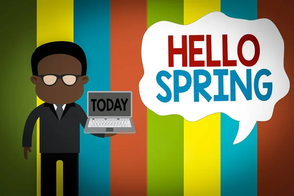 Text Sign Showing Hello Spring Business Photo Showcasing Welcoming Season — Stock Photo, Image